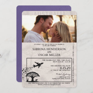 Convites Casamento de Passaporte da Austrália Lilac Purple