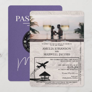 Convites Casamento de Passaporte das Maldivas Roxo Lilac