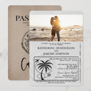 Convites Casamento de Passaporte de Beige Cancun