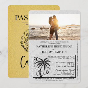 Convites Casamento de Passaporte de Cancún Amarelo