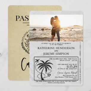 Convites Casamento de Passaporte de Champagne Cancun
