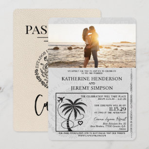 Convites Casamento de Passaporte de Ivory Cancun