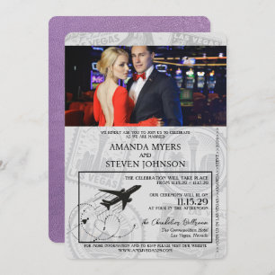 Convites Casamento de Passaporte de Las Vegas da lavanda