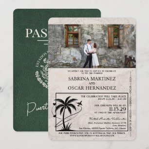 Convites Casamento de Passaporte de Puerta Vallarta Verde