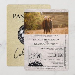 Convites Casamento de Passaporte do Champagne Colorado