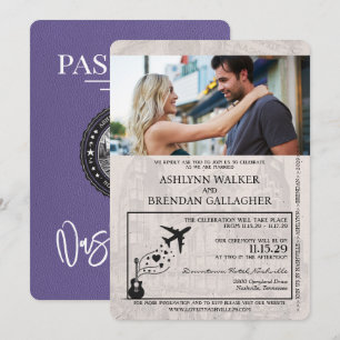 Convites Casamento de Passaporte Lilac Purple Nashville