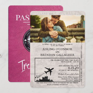 Convites Casamento de Passaporte Magenta Pink Ireland