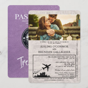 Convites Casamento de Passaporte na Irlanda lavanda Roxo