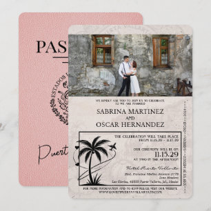 Convites Casamento de Passaporte Puerta Vallarta, Rosa