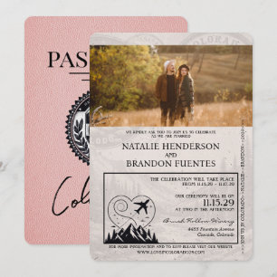 Convites Casamento de Passaporte Rosa Colorado