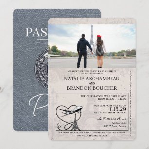Convites Casamento de Passaporte Silver Paris