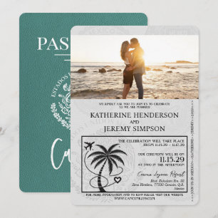 Convites Casamento de Passaporte Turquoise Cancun