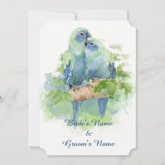 Convites Casamento de Pássaro Tropical Papagaio Azul Aquare