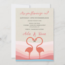 Convites Casamento de Pássaros de Amor Flamingo Divertido