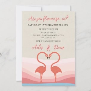 Convites Casamento de Pássaros de Amor Flamingo Divertido