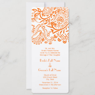 Convites Casamento de Pássaros de Amor Laranja Coral