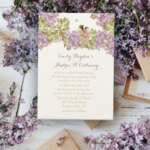 Convites Casamento de Pássaros de Amor Lilás Lavanda