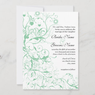 Convites Casamento de Pássaros de Amor Romântico Menta