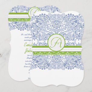Convites Casamento de Pássaros do Amor Azul Royal Maçã Verd