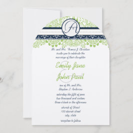 Convites Casamento de Pássaros do Amor Verde e Cinza da Mar