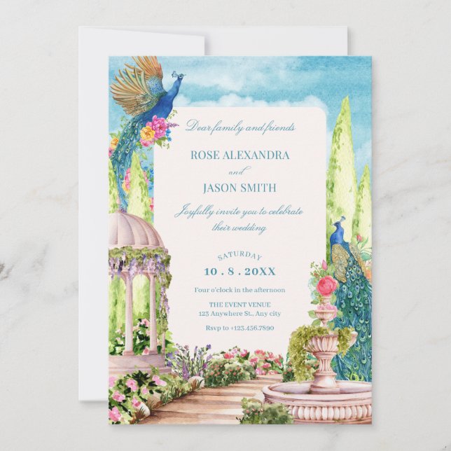 Convites Casamento de pássaros florais com sonho de aquarel (Frente)