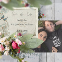 Casamento de Pássaros Vintage Azul Turquesa Bordas