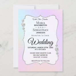 Convites *~* Casamento de Pastel com Gradiente de Aquarela 