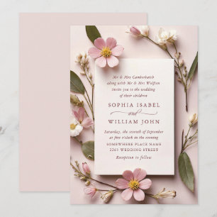 Convites Casamento de Pastel Pink Blush Bohemian Selvagens
