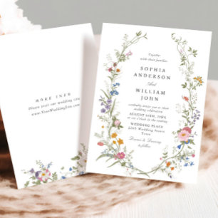 Convites Casamento de Pastel Pink Bohemian Floral Wildflowe
