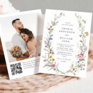 Convites Casamento de Pastel Pink Bohemian Floral Wildflowe