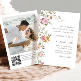 Convites Casamento de Pastel Pink Boho Floral Wildflower