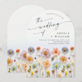 Convites Casamento de Pastel Pink Boho Wildflower