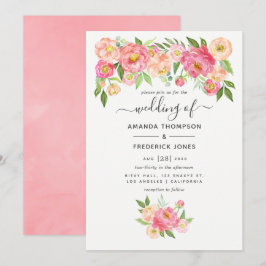 Convites Casamento de Pastel Pink Watercolor