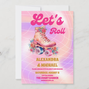 Convites Casamento de Patinação sobre Rodas Groovy Retro