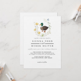 Convites Casamento de Pato-real com Flor Silvestre