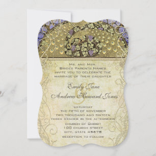 Convites Casamento de Pavão Art Nouveau