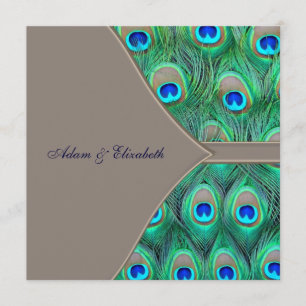 Convites Casamento de Pavão Azul e Marrom