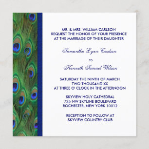 Convites Casamento de Pavão Azul Royal Verde Esmeralda