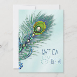 Convites Casamento de Pavão Azul Turquesa e Roxo