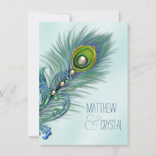 Convites Casamento de Pavão Azul Turquesa e Roxo