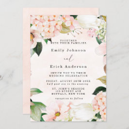Convites Casamento de Peach e Cream Hydrangeas Tulip
