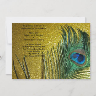 Convites Casamento de Peacock Amarelo Ouro