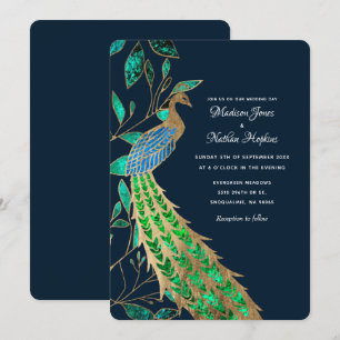Convites Casamento de Peacock com Elegante Jeweled