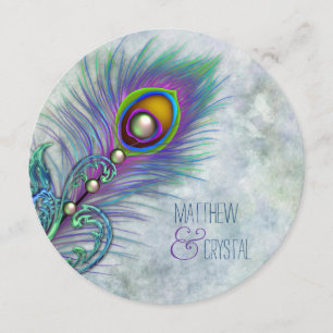 Convites Casamento de Peacock com Vintage Watercolor