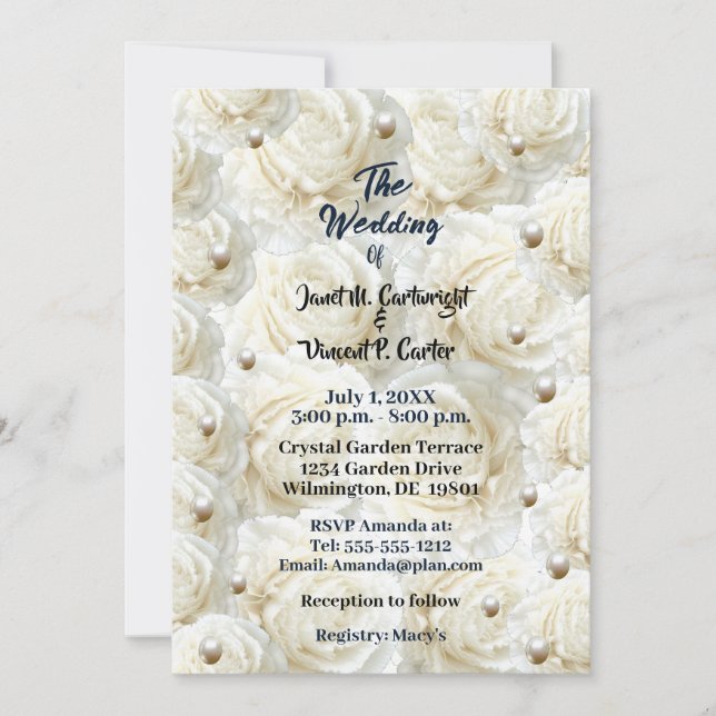 Convites Casamento de Pearl com Rosas de Sangue de Cheio Br (Frente)