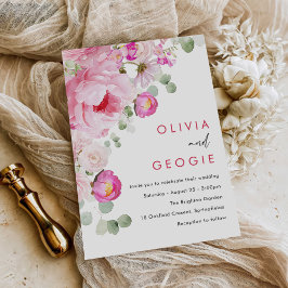 Convites Casamento de Pedônias Florais de Molercola Rosa-Es