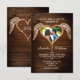 Convites Casamento de Pedra do Coração Russo Foto de Madeir