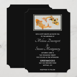 Convites Casamento de Peixe Koi Dourado Elegante