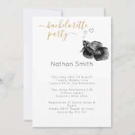 Convites Casamento de Peixes Dourados Elegante Preto