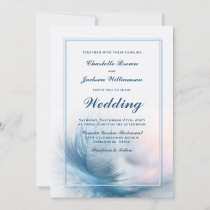 Convites Casamento de Pele Azul Elegante